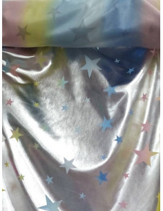 Licra laminado plata estrellas