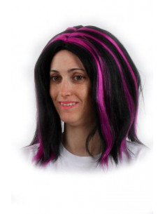 Peluca negra con mechones