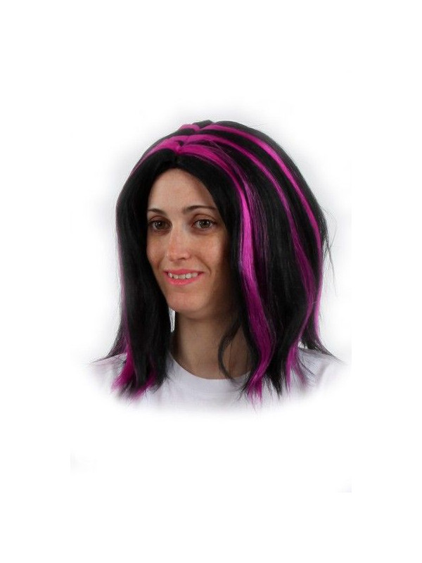 Peluca negra con mechones