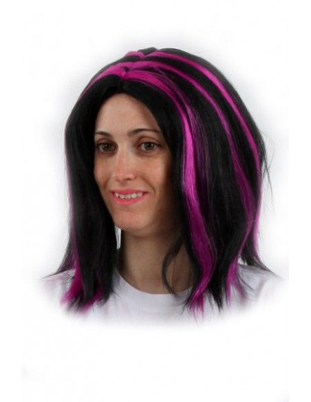 Peluca negra con mechones