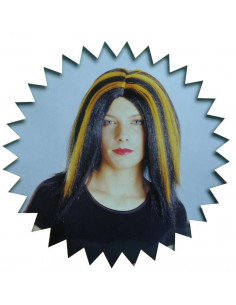 Peluca negra con mechones 2