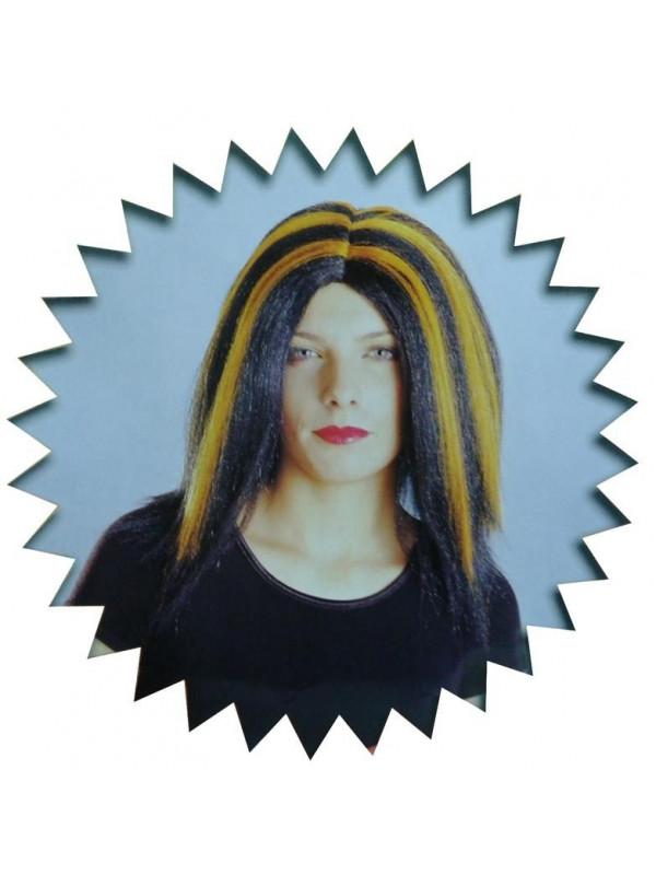 Peluca negra con mechones