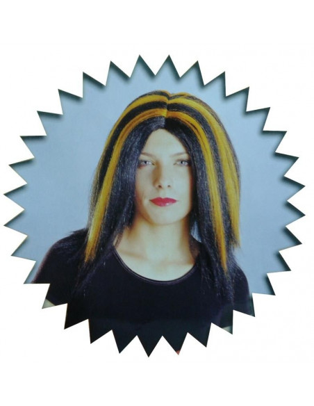 Peluca negra con mechones