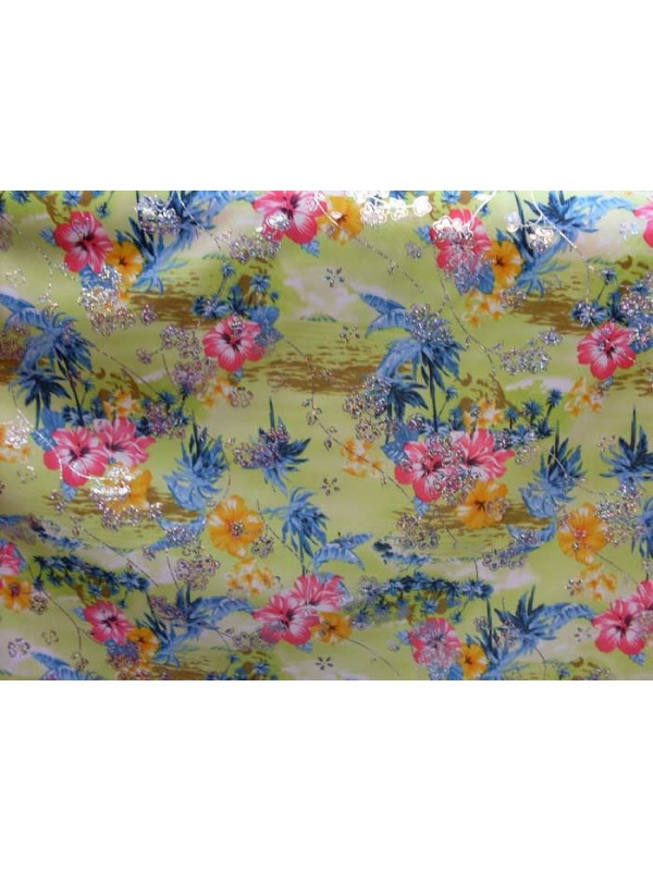 Tejido punto estampado flores