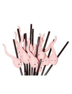 Pajita negra con espermatozoide de goma