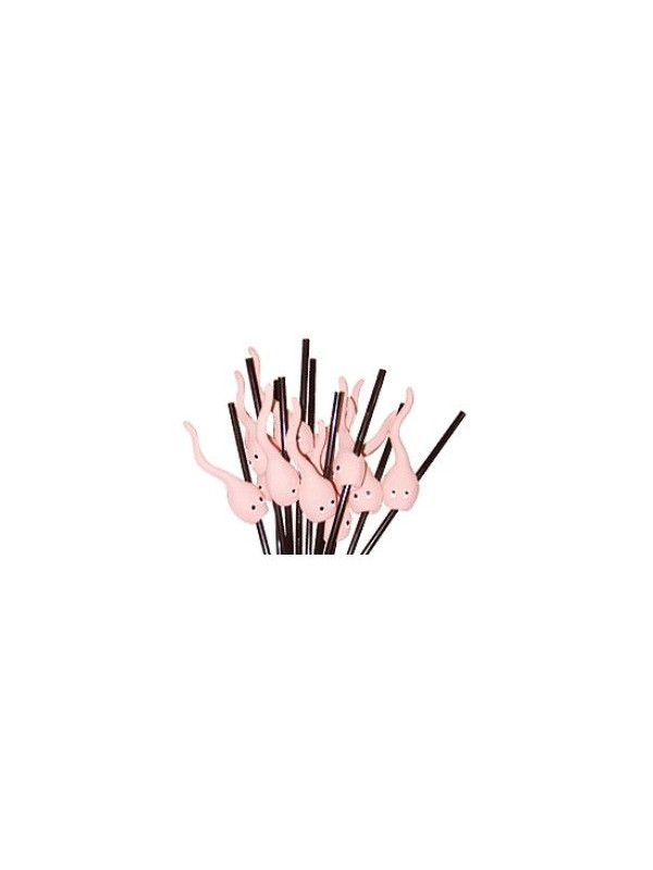 Pajita negra con espermatozoide de goma