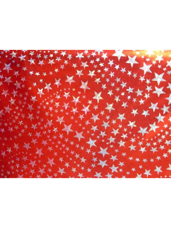 Tela de licra con estampado de estrellitas plata