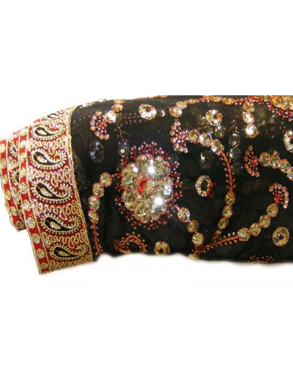 Tela de gasa con bordados y lentejuelas