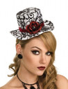 Sombrero mini blanco y negro con rosas