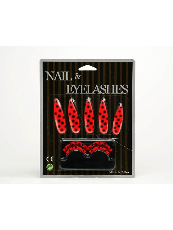 Set uñas y pestañas mariquita