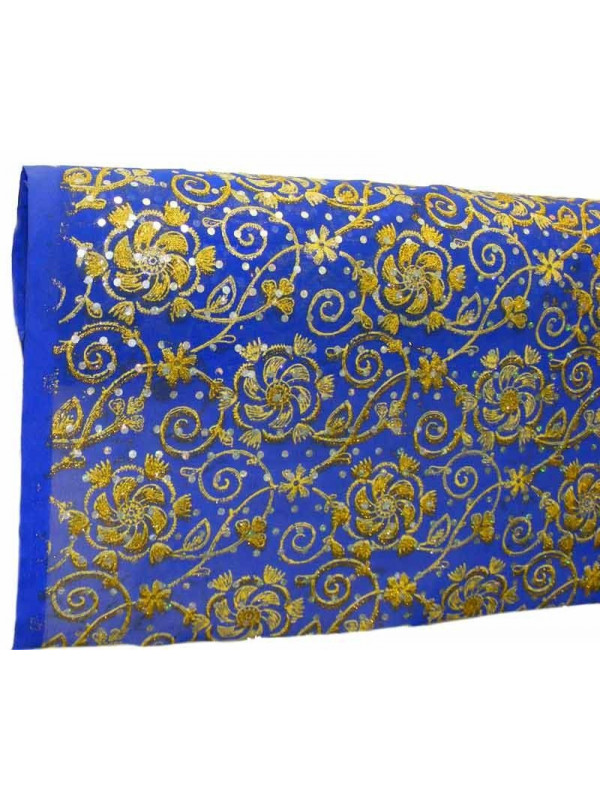 Tela de gasa estampada y con lentejuelas