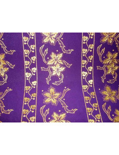 Tejido terciopelo morado estampado dorado
