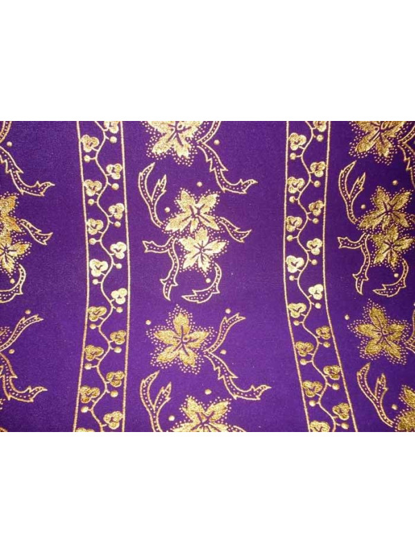 Tejido terciopelo morado estampado dorado