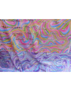 Tela de punto con lentejuelas iris