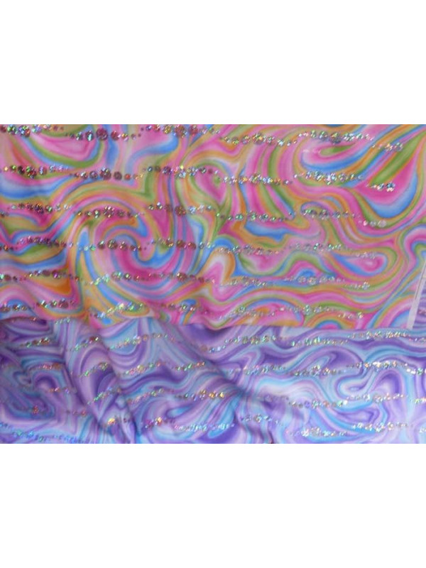 Tela de punto con lentejuelas iris