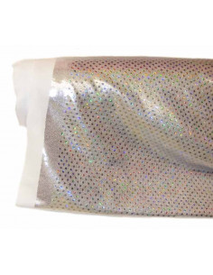 Licra plata con lentejuela iris