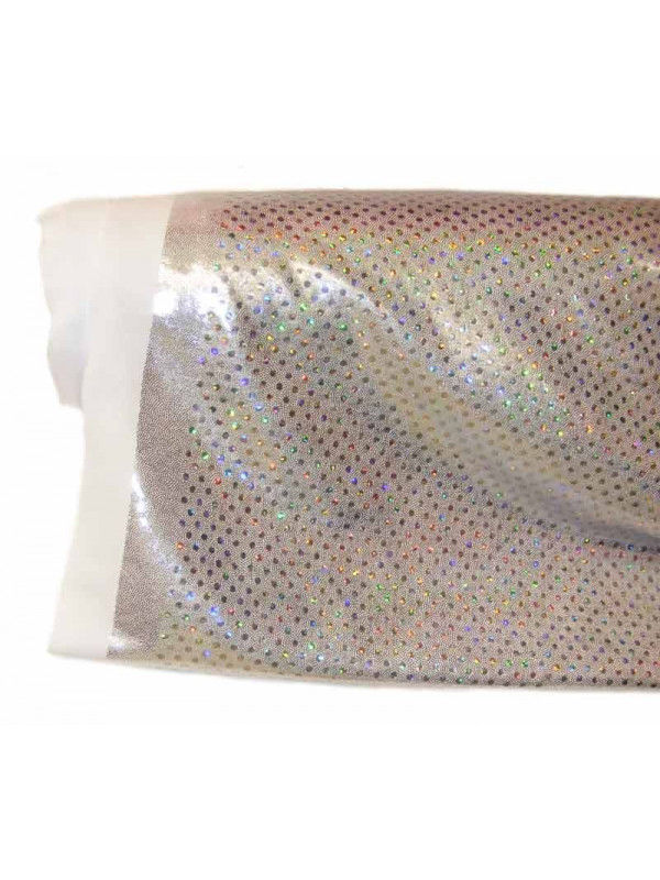 Licra plata con lentejuela iris