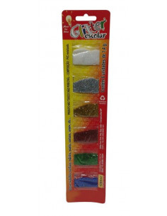 Glitter escolar blister 6 colores