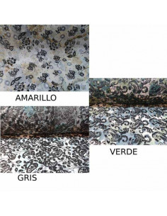 Tela de gasa estampada flocada negro