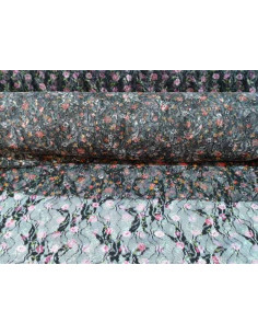 Tela tul elastico con flores
