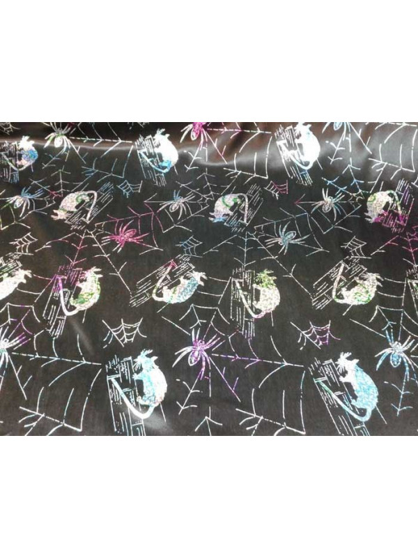 Tela de punto brillante estampado halloween