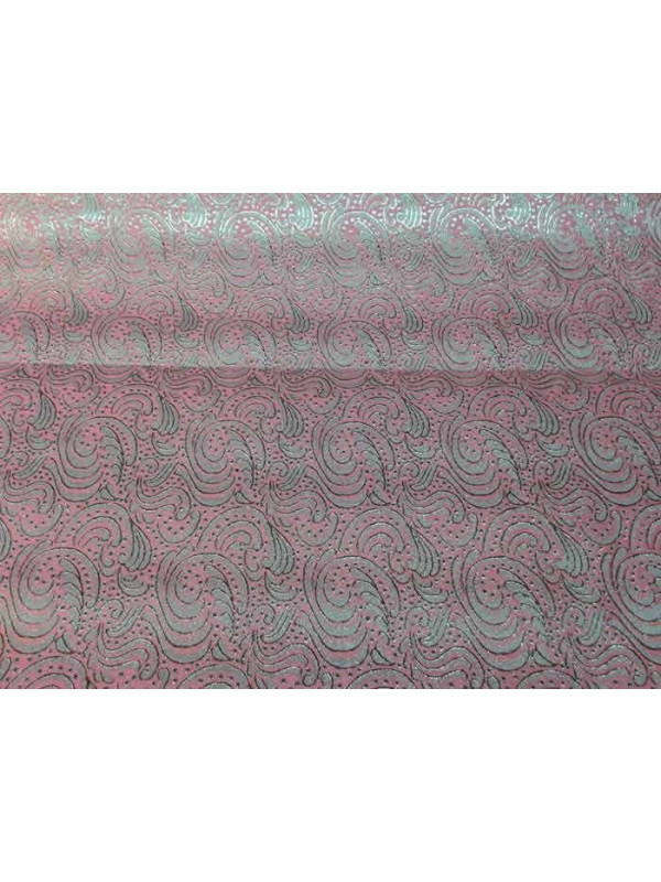 Tela brocada rosa estampada