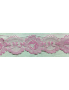 Blonda ancha rosa con flor