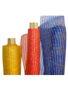 Tejido de organza con raya dorada