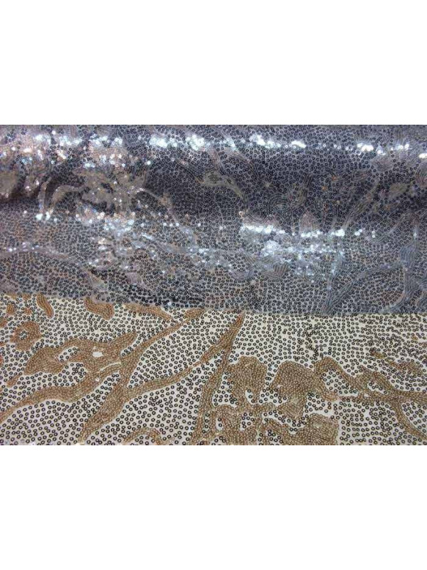 Tejido de tul elastico con lentejuelas