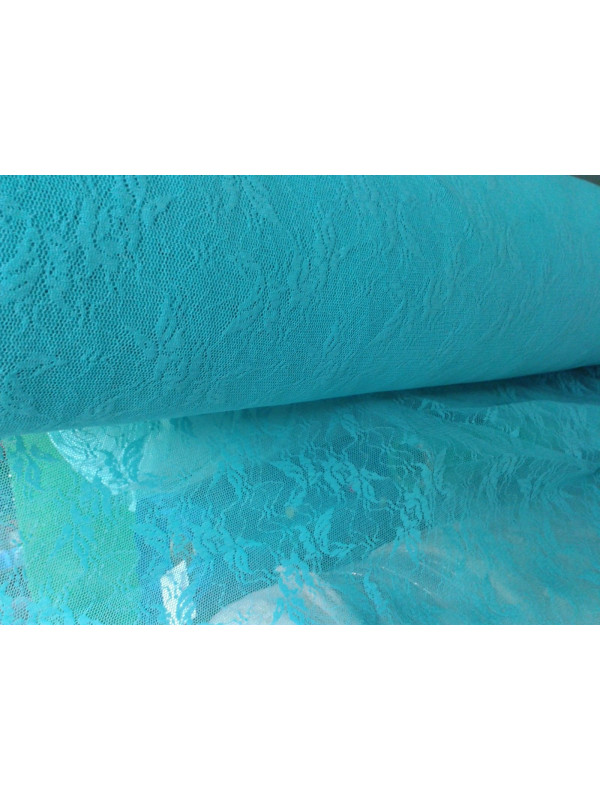 Tejido de puntilla elastica turquesa
