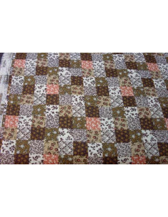 Tejido cuadro marron patchwork