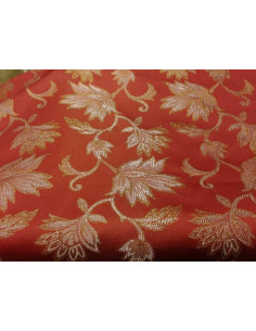 Tejido brocado brillante rojo