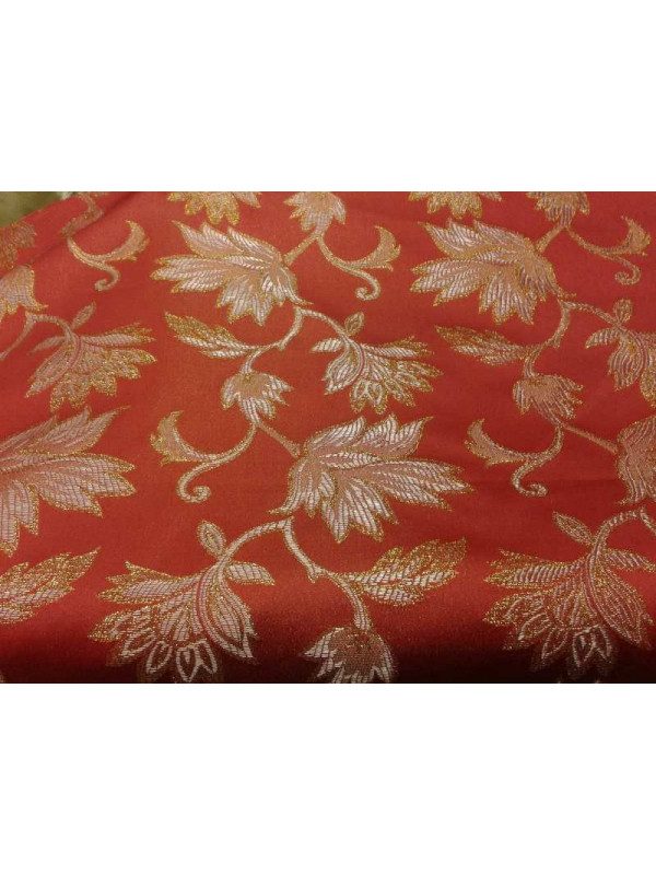 Tejido brocado brillante rojo