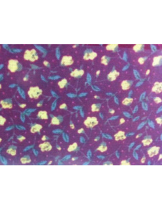 Tejido granate flor amarilla patchwork