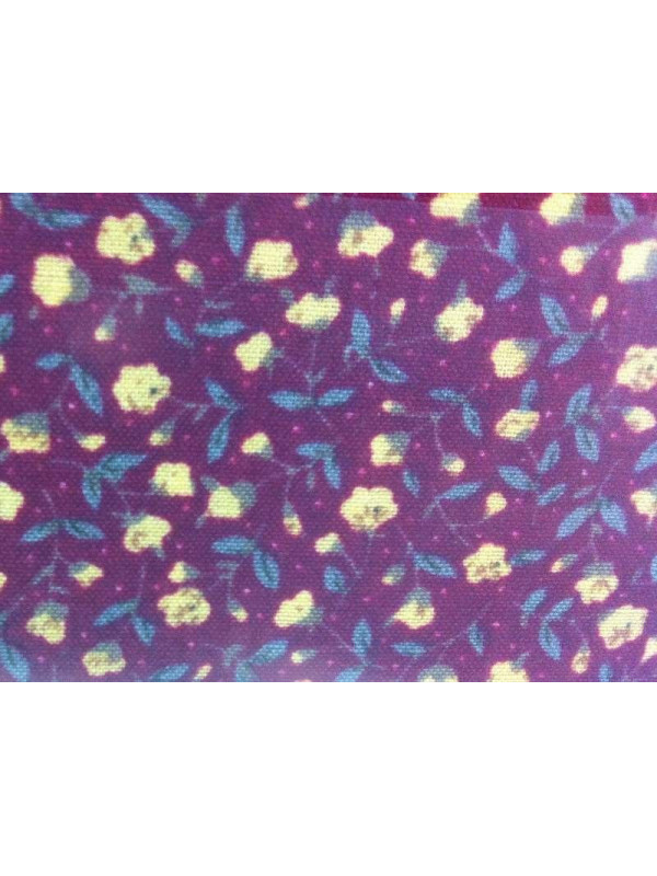 Tejido granate flor amarilla patchwork