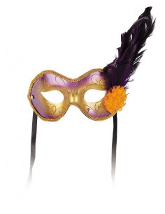 Antifaz veneciano flor y pluma