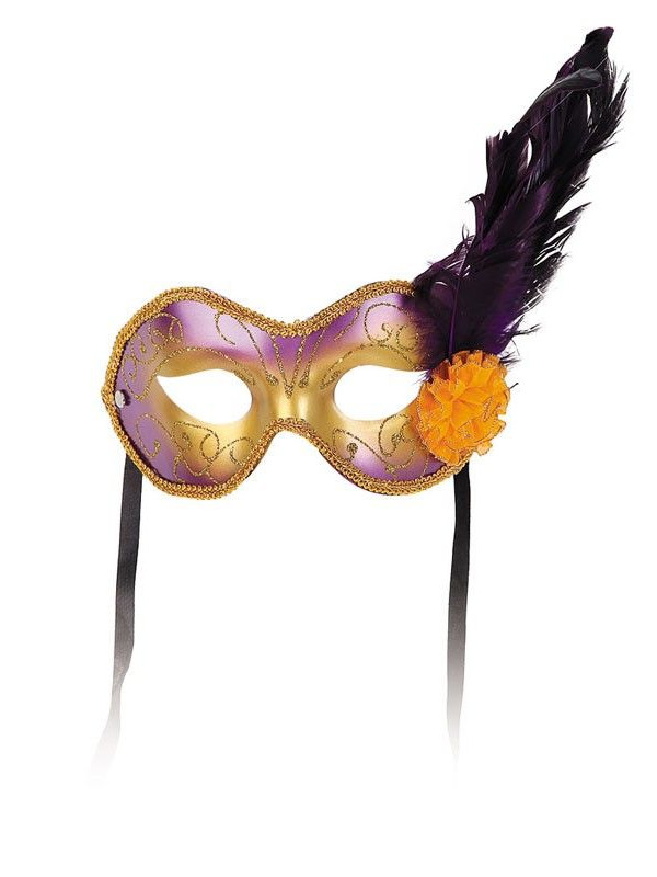 Antifaz veneciano flor y pluma