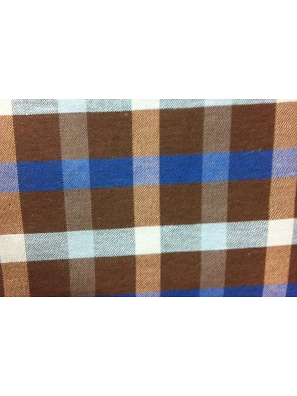 Tejido popelin cuadros marrones