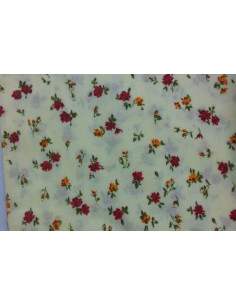 Tejido algodon flores rojas y naranjas