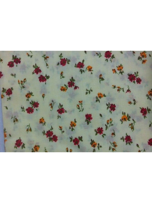 Tejido algodon flores rojas y naranjas