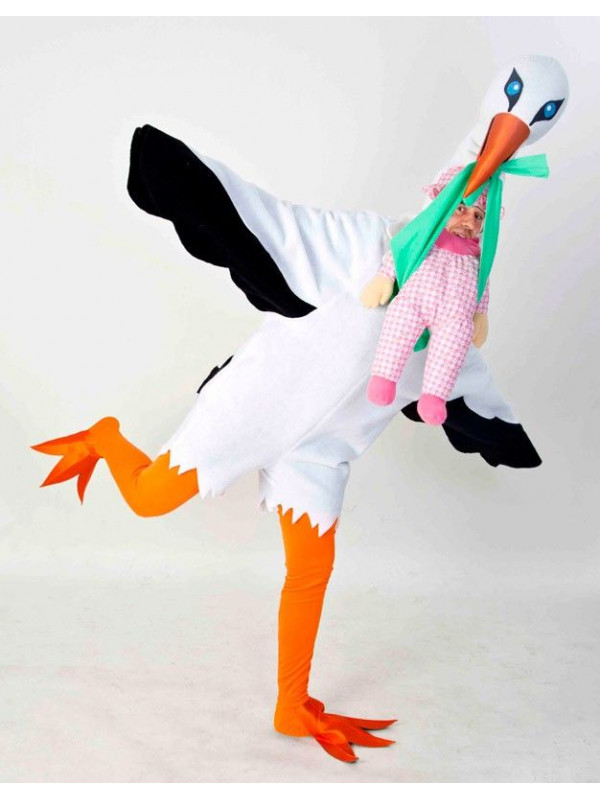 Disfraz de cigüeña con bebé