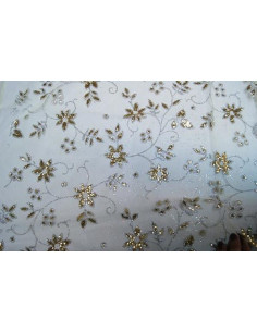 Tejido tul flores glitter