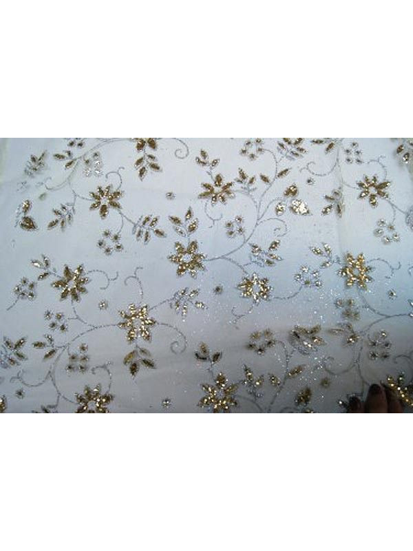 Tejido tul flores glitter