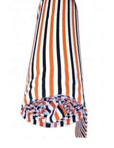 Tejido de punto licra a rayas naranja