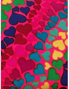 Tejido strech corazones arco iris