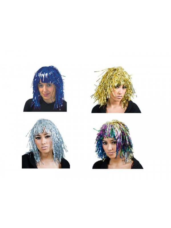 Peluca metalizada plata