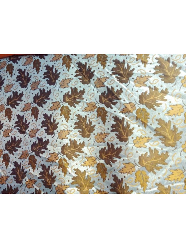 Tejido raso brocado con hojas