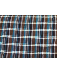 Tejido viella cuadros marrones y azul
