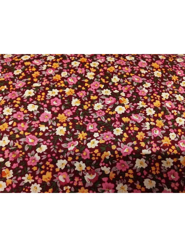 Tejido partchwork granate de flores