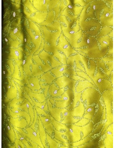 Tejido raso flores glitter